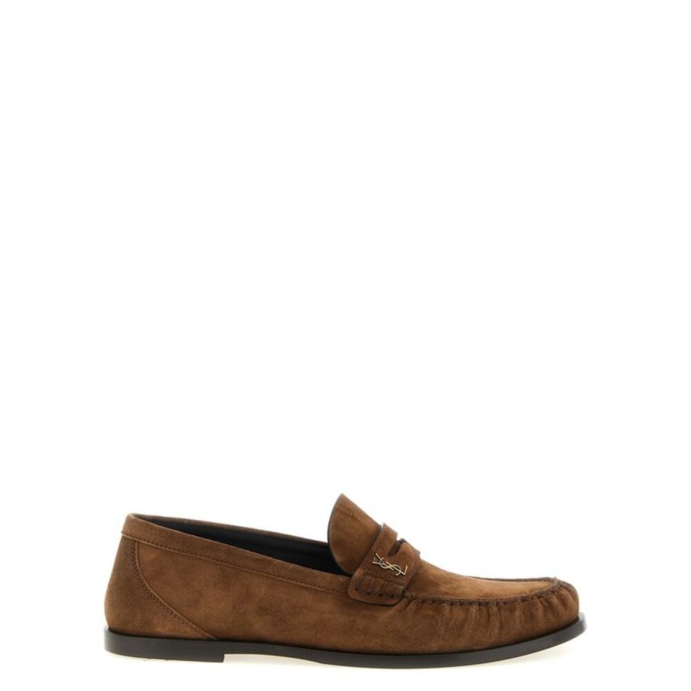 Saint Laurent Brown Calfskin Slip-On Men's Loafers